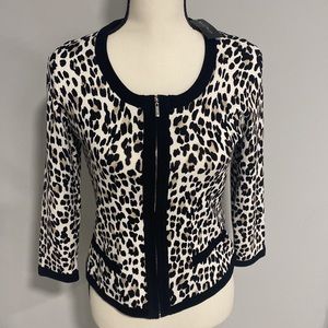 White House Black Market WHBM New NWT leopard cardigan jacket Small S zip front